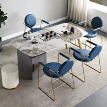 Rock board tea table tea table and chair combination office living room household tea table electric stove small tea table Kung Fu tea table