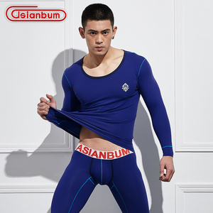 Asianbum秋衣秋裤男士紧身纯棉毛衫青年秋冬打底圆领保暖内衣套装