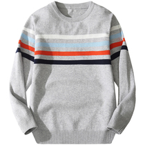 Autumn new childrens clothing childrens cotton sweater boys thin knitwear middle child round neck thin line base shirt