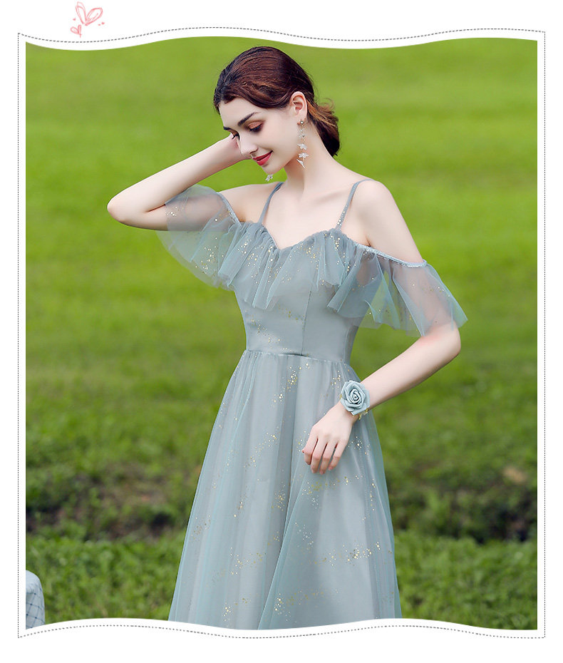 伊莎贝尔伴娘服2021新款长款仙气质姐妹裙婚礼晚礼服平时可穿女冬