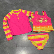 Export European and American women small large children bronzing gold letter sun protection radiation protection long sleeve blouse with three sets split swimsuit