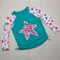 Export European and American women small and small children cute swimwear sunscreen radiation protection long sleeve single coat starfish print swimsuit