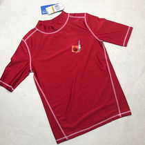 Export European and American men and women small and medium-sized children line stitching letter sunscreen anti-radiation short sleeve single coat swimsuit tide tide