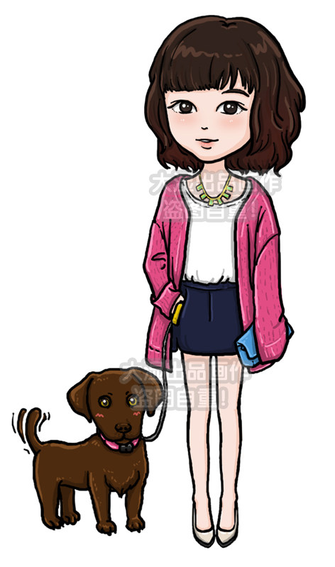 【大湿爱设计】美型q版半全身像 卡通漫画设计 照片手绘 歪脖头像