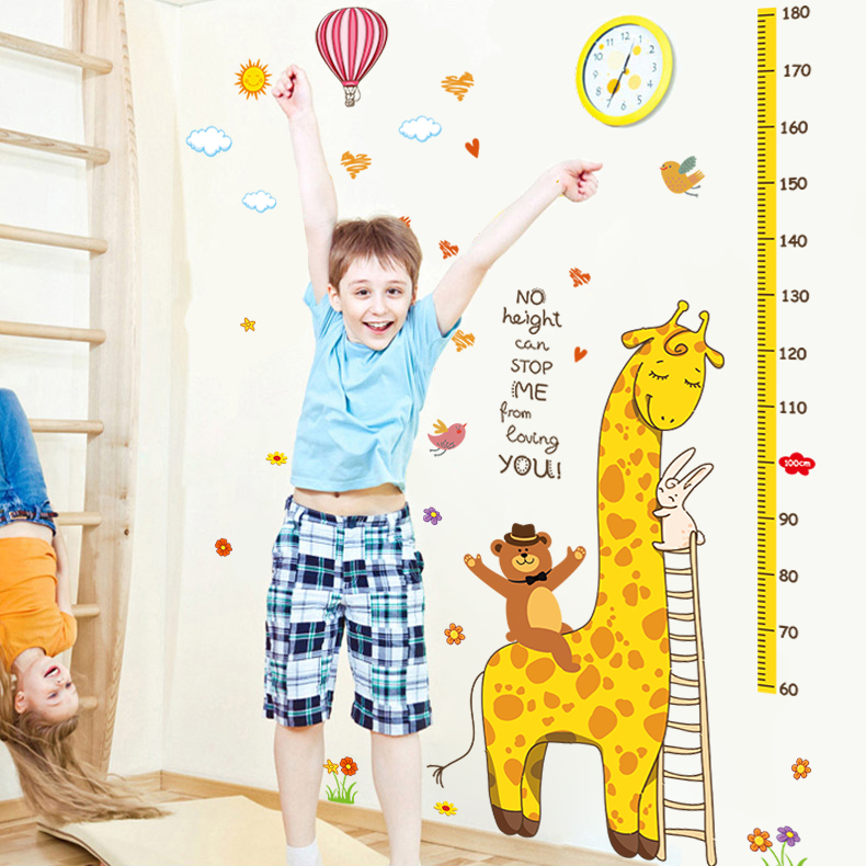 小熊和长颈鹿身高贴墙贴儿童房卡通量身高尺贴纸幼儿园墙画可移除产品展示图5