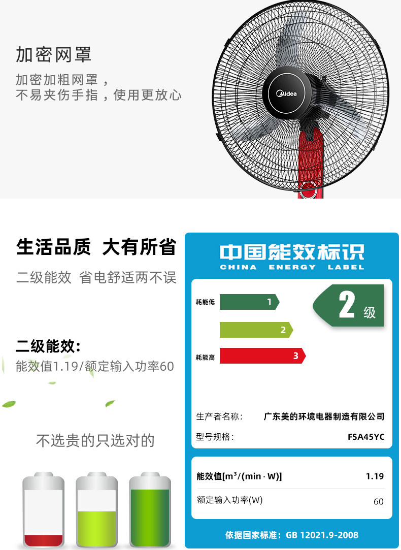 美的fsa45yc落地电风扇