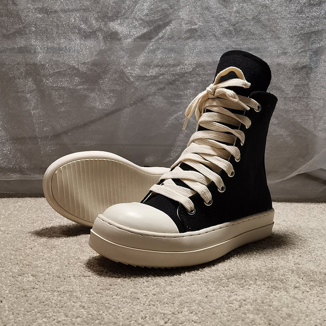 ro high-top shoes for women summer canvas thin ins students black sneakers Gaobang retro couple shoes 2023 Korean version