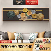 Modern light luxury bedroom decoration painting horizontal version of atmospheric yellow hotel bedside hanging painting long master bedroom wall wall painting