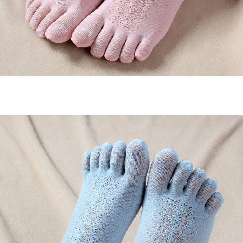 夏款丝袜五指袜吸汗短袜女士超薄镂空舒适防臭短款透明五趾袜丝袜_双