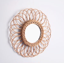 ins Wicker decorative mirror Nordic rattan mirror hand-made homestay decorative mirror wall decoration wall hanging photography props