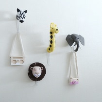 INS bei europfine childrens clothing store decoration Tiger elephants giraffes wool felt animal head wall adhesive hook