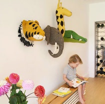 Nordic ins custom childrens baby room wool felt animal head wall hanging environmental protection wall hanging three-dimensional shape decoration tide