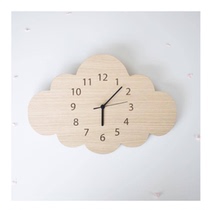 ins Nordic home log Cloud Dot clock Cartoon mute clock Wall decorated with childrens room clock Soft
