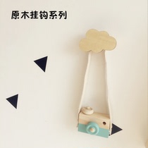 ins Nordic explosive solid wood adhesive hook wall hook childrens room childrens clothing store decoration wall decoration wooden adhesive hook