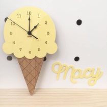 ins Nordic home ice cream clock cartoon silent clock wall decoration childrens room clock soft