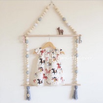 INS Nordic style solid wood macaron wooden bead hanger clothes hanging childrens room soft wall decoration