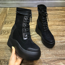 2022 European station autumn and winter new sponge cake thick-soled short boots increase in height and thin elastic boots Martin boots womens boots trend