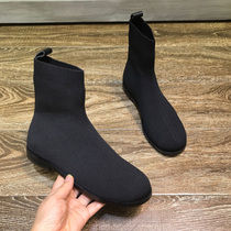 2022 autumn and winter new all-match elastic ankle boots Martin boots ins net red thin boots flat knit socks shoes women
