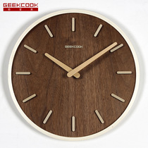 Home clock wood grain hanging watch Nordic fashion wall clock bedroom wall clock living room silent clock wooden clock simple