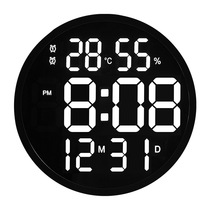 Creative clock bedroom digital led electronic clock temperature and humidity calendar luminous mute clock round wall clock living room