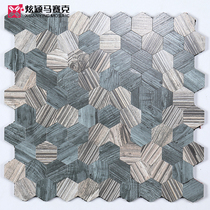 Nordic metal moisture-proof and waterproof cultural brick self-adhesive tile background wall kitchen toilet wood grain mosaic wall sticker