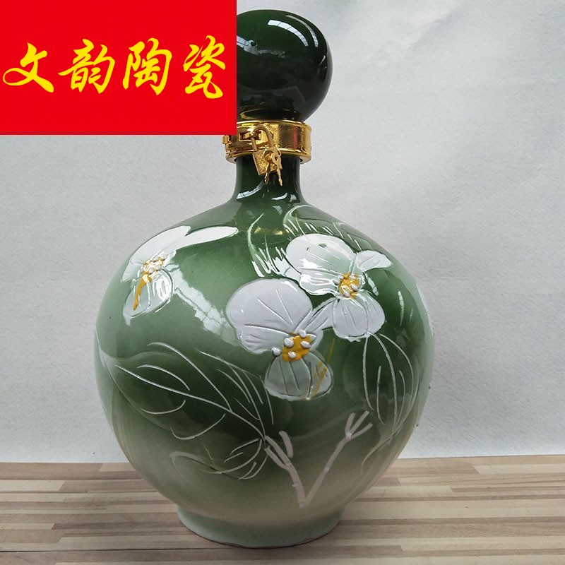 Jingdezhen 5 jins of hand - made of ceramic seal hip flask how empty wine bottles of wine jar with lock bag in the mail