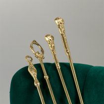 New Chinese light luxury brass super long and long handle shoe puller shoe extraction shoe home all copper shoe steak wearing shoe