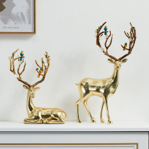 New Chinese light extravagant copper deer ornaments Villa Hotel model room living room porch cabinet small furnishings