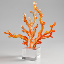 Modern light luxury style high-end art lucky crystal coral tree ornaments Model Room Villa living room office decoration