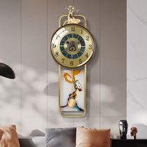 European American new Chinese light luxury high-end large clock clock wall clock living room home fashion atmospheric art clock hanging