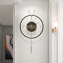 Modern simple light luxury all copper deer head clock home living room restaurant fashion personality hanging wall decoration Net red clock