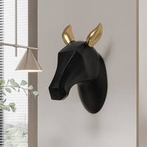 Modern light luxury creative home decoration lucky horse head wall hanging living room background wall Porch restaurant walkway pendant