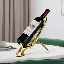 Nordic American modern light luxury creative fortune elk horn wine wine rack copper household wine cabinet ornaments