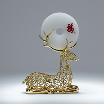 Modern light luxury lucky jade all copper elk ornaments home accessories living room TV cabinet porch desktop wine cabinet