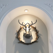 American style Nordic lucky deer head wall pendant Living room entrance Dining room wall decoration Creative three-dimensional wall decoration