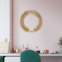 American light luxury style Nordic style wrought iron Golden Leaf Circle circle living room entrance restaurant wall decoration pendant