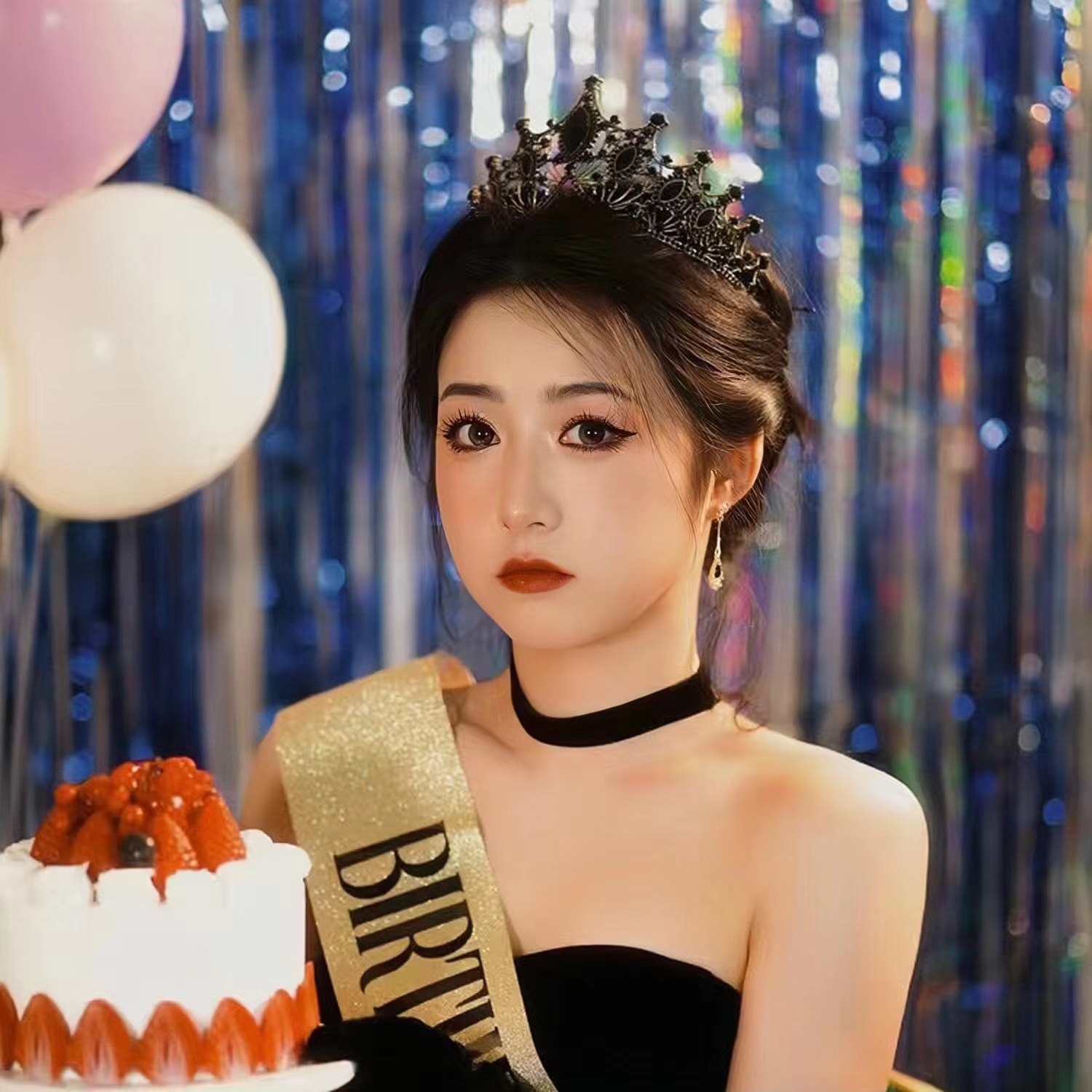 新娘复古黑色皇冠装扮万圣节个性在逃公主宴会王冠奢华生日婚饰品