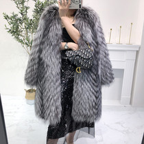 Special offer new European and American mid-length imported fox fur car strip craft high-end silver fox fur coat coat women