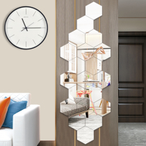 Decorative mirror Wall self-adhesive full body dressing mirror hexagon background wall splicing hexagon Net Red Porch fitting mirror