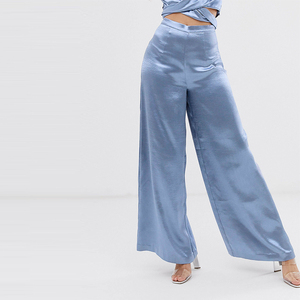 New Simple and Elegant Satin Mid-waist Broad-legged Pants 