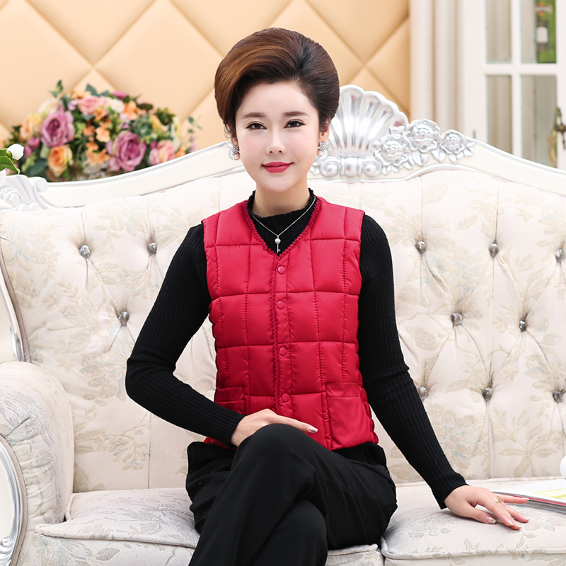 Down cotton nails female winter heating inside the old old, shoulder autumn and winter short clothing mother vest