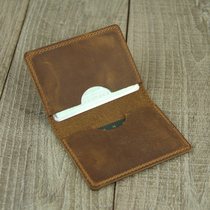 Mini-bag men crazy horse skin handmade bulletskin drivers license change wallet men retro female ultra-thin business card clip
