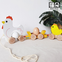 One-year-old baby puzzle enlightenment early education toddlers boys and girls children learn to climb and drag toy cars under laying hens