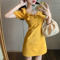 Dress 2023 Spring dress new fairy show skinny girl age dew lock bone of the court butterfly tie dress woman