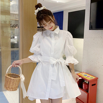 Dating Small 2023 New Summer Fairy White Sweet Bubble Sleeve Shirt Window Dress