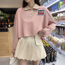 Net red sweater 2021 new female spring Korean version of loose short spring and autumn long sleeve shirt high waist thin style ins tide