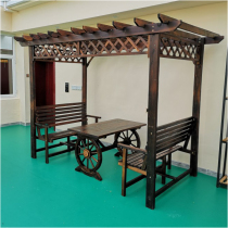 Outdoor carbonated solid wood cold pavilions cabin Grape Rack Outdoor Patio Porch Stand Balcony Pavilions Table and chairs Economy Type