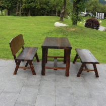 Thickened Heavy Carbonated Solid Wood Embalming three sets Composition Outdoor Bar Courtyard Terrace Dining Table Chairs Guest Hall Furniture