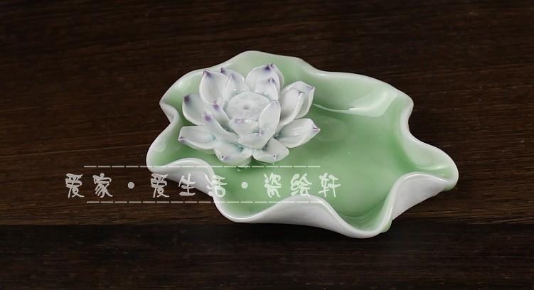 Jingdezhen porcelain lotus fragrance put desk tray incense inserted sweet home plate in joss stick vertebral fragrant lotus incense buner