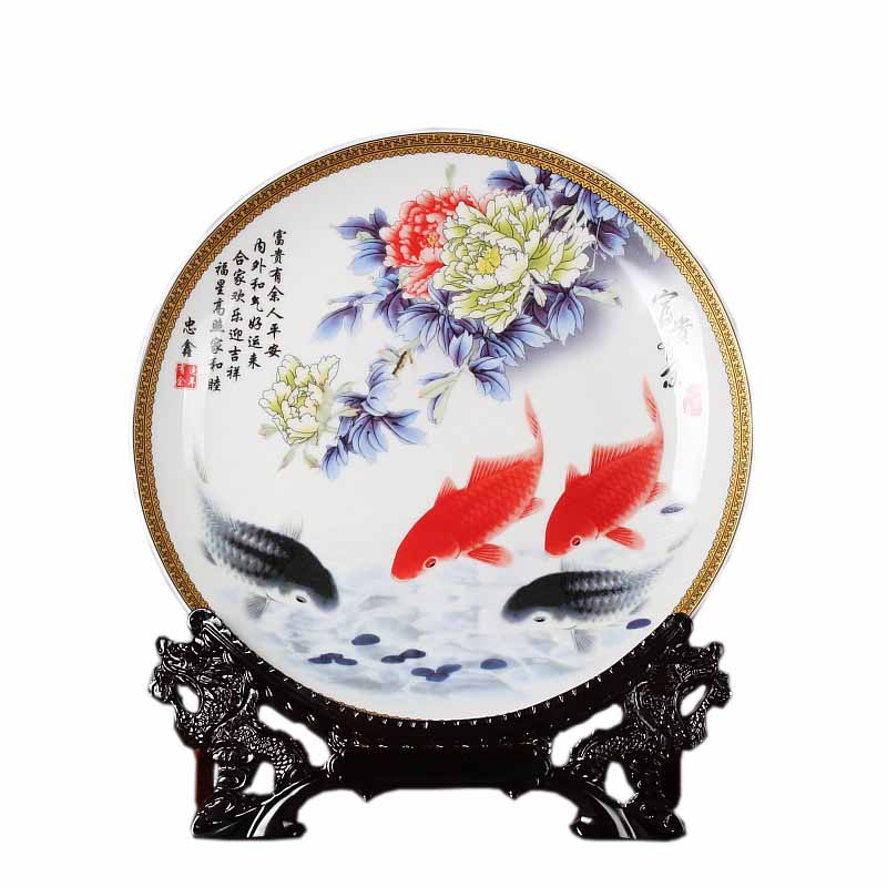 Jingdezhen ceramics hang dish decoration as sit home background plate decoration plate of furnishing articles